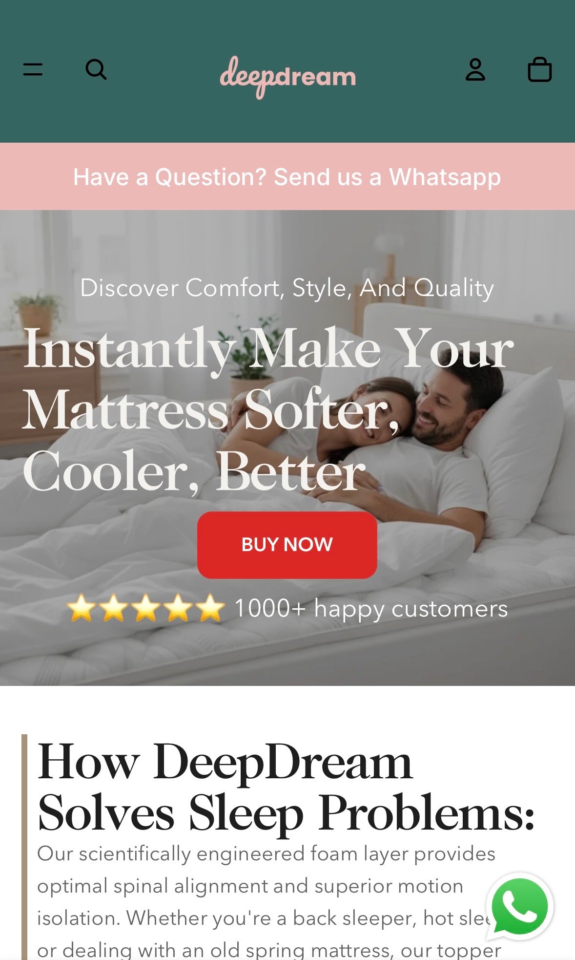 Mattress ecommerce website